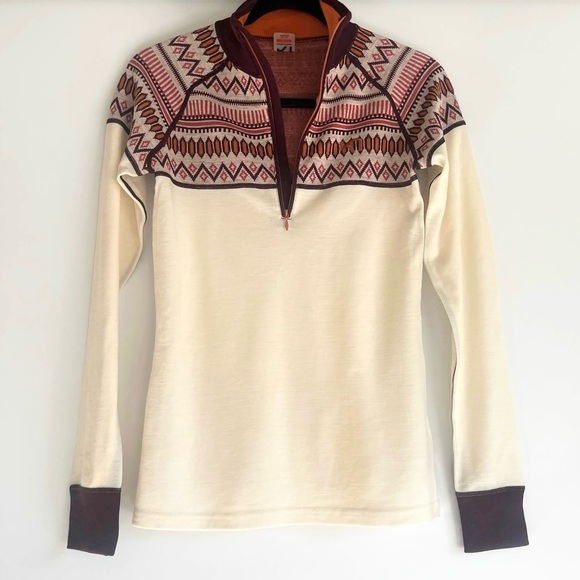 Kari Traa Fair Isle Pattern 100% Wool Base Layer Size Small NWOT - Picture 4 of 9